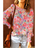 Darrahopens Women's Fashion > Tops & T-shirts Azura Exchange Floral Puff Sleeve Blouse - M