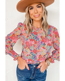 Darrahopens Women's Fashion > Tops & T-shirts Azura Exchange Floral Puff Sleeve Blouse - M