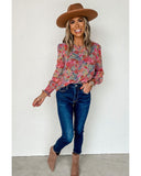 Darrahopens Women's Fashion > Tops & T-shirts Azura Exchange Floral Puff Sleeve Blouse - M