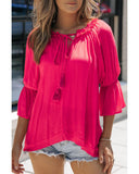 Darrahopens Women's Fashion > Tops & T-shirts Azura Exchange Frilled Ruffled Sleeve Shift Top - L