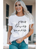 Darrahopens Women's Fashion > Tops & T-shirts Azura Exchange Jesus Loves Sinners Funny T-Shirt - L