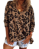 Darrahopens Women's Fashion > Tops & T-shirts Azura Exchange Leopard Print V Neck Long Sleeve Top - L