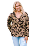 Darrahopens Women's Fashion > Tops & T-shirts Azura Exchange Leopard Print V Neck Long Sleeve Top - L