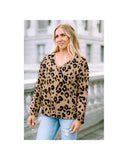 Darrahopens Women's Fashion > Tops & T-shirts Azura Exchange Leopard Print V Neck Long Sleeve Top - L