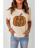 Darrahopens Women's Fashion > Tops & T-shirts Azura Exchange Leopard Pumpkin Print T Shirt - L