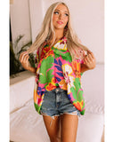 Darrahopens Women's Fashion > Tops & T-shirts Azura Exchange Loose Fit Floral Print V Neck Tunic Blouse - L