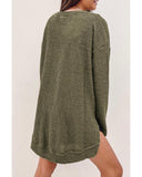 Darrahopens Women's Fashion > Tops & T-shirts Azura Exchange Oversized Green Waffle Knit High Slits Top - M