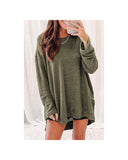 Darrahopens Women's Fashion > Tops & T-shirts Azura Exchange Oversized Green Waffle Knit High Slits Top - M