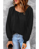 Darrahopens Women's Fashion > Tops & T-shirts Azura Exchange Puff Sleeve Waffle Knit Top - M