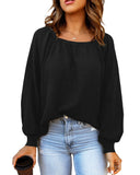 Darrahopens Women's Fashion > Tops & T-shirts Azura Exchange Puff Sleeve Waffle Knit Top - M