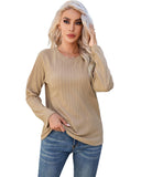 Darrahopens Women's Fashion > Tops & T-shirts Azura Exchange Ribbed Knit Long Sleeve Top - S