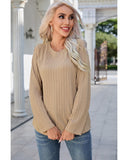 Darrahopens Women's Fashion > Tops & T-shirts Azura Exchange Ribbed Knit Long Sleeve Top - S