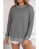 Darrahopens Women's Fashion > Tops & T-shirts Azura Exchange Ribbed Trim Waffle Knit Top - XL