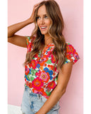 Darrahopens Women's Fashion > Tops & T-shirts Azura Exchange Split Neck Floral Top - L