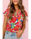 Darrahopens Women's Fashion > Tops & T-shirts Azura Exchange Split Neck Floral Top - XL