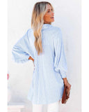 Darrahopens Women's Fashion > Tops & T-shirts Azura Exchange Striped Boyfriend Shirt with Smocked Cuffs and Pocket - L