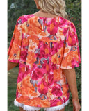 Darrahopens Women's Fashion > Tops & T-shirts Azura Exchange Wide Sleeve Floral Print Blouse - L