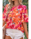 Darrahopens Women's Fashion > Tops & T-shirts Azura Exchange Wide Sleeve Floral Print Blouse - L