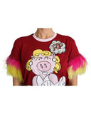 Darrahopens Women's Fashion > Tops & T-shirts New Dolce &amp; Gabbana Short Sleeves Crew Neck T-shirt with Pig Print Embroidery 40 IT Women