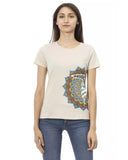 Darrahopens Women's Fashion > Tops & T-shirts Short Sleeve T-shirt with Round Neck and Front Print L Women