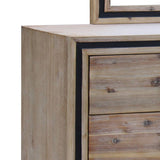 Dresser with 6 Storage Drawers in Solid Acacia With Mirror in Silver Brush Colour