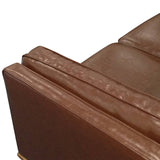 2 Seater Faux Leather Sofa Brown Modern Lounge Set for Living Room Couch with Wooden Frame