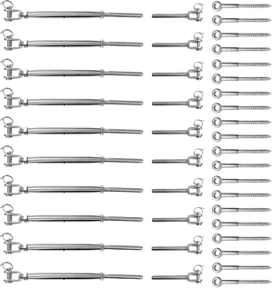 Stainless Steel Wire Rope DIY Balustrade Kit Jaw/Swage Fork Turnbuckle - 10 pack