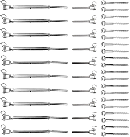 Stainless Steel Wire Rope DIY Balustrade Kit Jaw/Swage Fork Turnbuckle - 10 pack