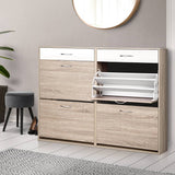 Artiss 2 Tier Shoe Cabinet - Wood