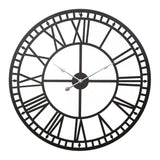 Artiss 80CM Large Wall Clock Roman Numerals Round Metal Luxury Home Decor Black