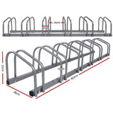 Darrahopens.com.au-1 6 Bike Floor Parking Rack Instant Storage Stand Bicycle Cycling Portable Racks Silver