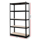 Darrahopens.com.au-1.8M 5-Shelves Steel Warehouse Shelving Racking Garage Storage Rack Black