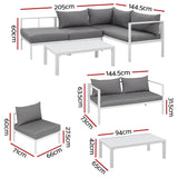 Gardeon 4-Seater Aluminium Outdoor Sofa Set Lounge Setting Table Chair Furniture