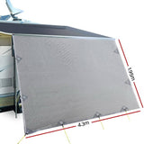 Caravan Privacy Screens Roll Out Awning 4.3X1.95M End Wall Side Sun Shade Screen