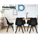 Artiss Set of 4 Retro Padded Dining Chair - Black