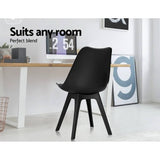 Artiss Set of 4 Retro Padded Dining Chair - Black