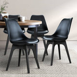 Artiss Set of 4 Retro Padded Dining Chair - Black