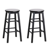 Artiss Set of 2 Beech Wood Backless Bar Stools - Black