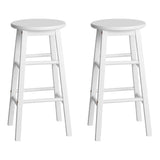 Artiss Set of 2 Beech Wood Backless Bar Stools - White