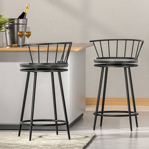 Artiss Bar Stools Kitchen Stools Wooden Dining Chair Swivel Metal Chairs x2