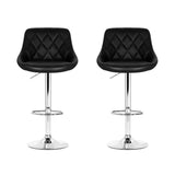 Artiss Set of 2 Bar Stools PU Leather Diamond Style - Black