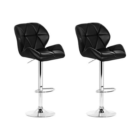 Artiss Set of 2 Kitchen Bar Stools - Black and Chrome