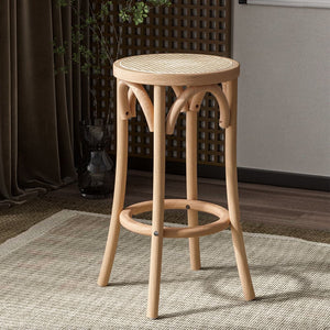 Artiss X2 Bar Stools Wooden Stool Counter Chair Kitchen Barstools Rattan Seat