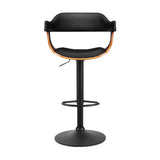 Artiss Bar Stool Curved Gas Lift PU Leather - Black and Wood