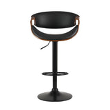 Artiss Bar Stools Swivel Chair Kitchen Gas Lift Wooden Bar Stool Leather Black