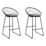 Artiss Set of 2 Bar Stools Steel Fabric - Grey and Black