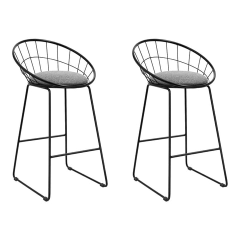 Artiss Set of 2 Bar Stools Steel Fabric - Grey and Black