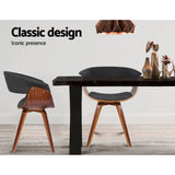 Artiss Timber Wood and Fabric Dining Chair - Charcoal