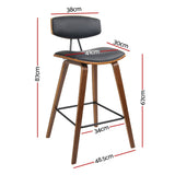 Artiss Set of 4 PU Leather Circular Footrest Bar Stools - Black