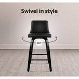 Artiss Set of 4 Wooden PU Leather Bar Stool - Black